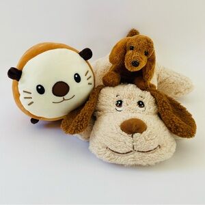 EUC Set of THREE Cuddly Sweet Pets Stuffed Animals Dog Puppy Sea Otter Brown